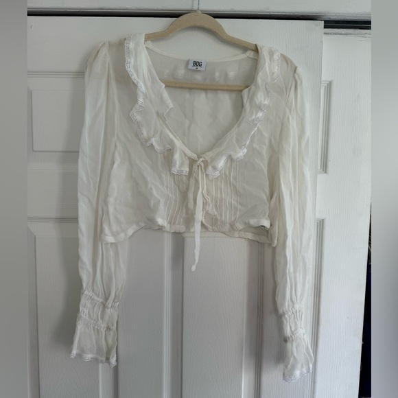 BDG Urban Outfitters Ophelia Sheer Tie Front Blouse - Picture 5 of 6